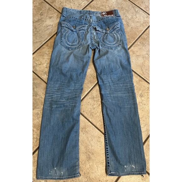 Big Star Liv Bootcut Jeans 31R Distressed Blue Denim Streetwear Skater Mexico - Picture 2 of 12